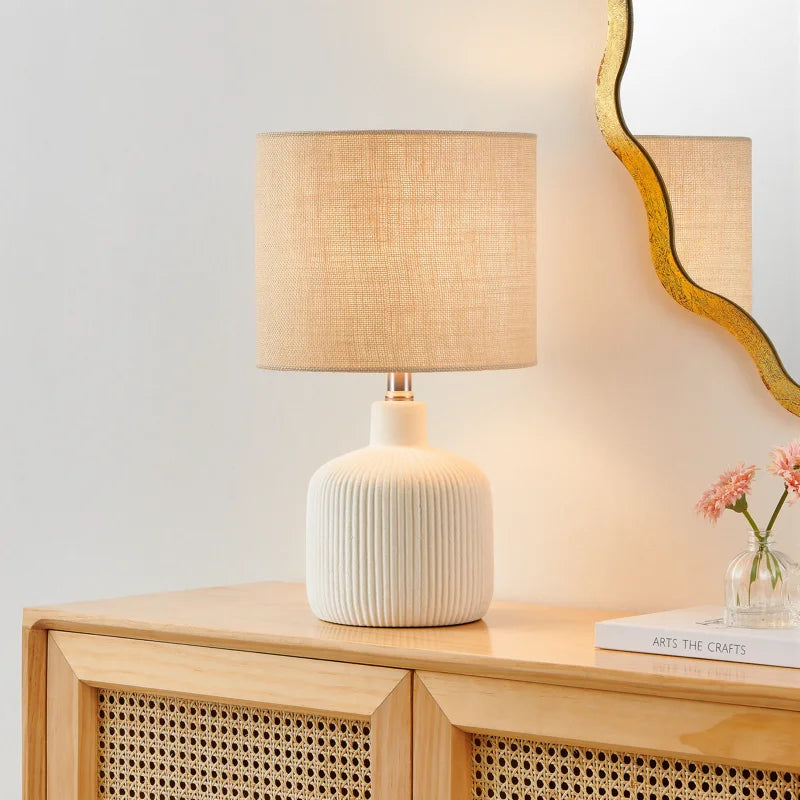 Mathel Elegant Cream Ceramic Table Lamp